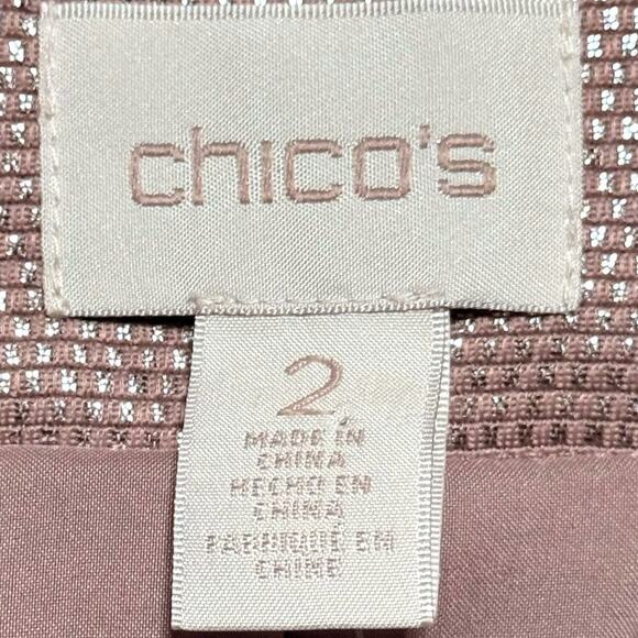 NWT Chico’s Glimmering Blazer Womens Blush Pink Metallic Sheen Jacket Sz 2 (12) - Picture 6 of 8